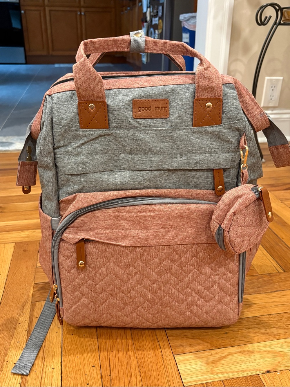 Brand new diaper bag, folds out with a bed